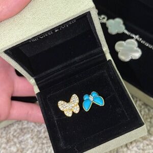 vca Yellow and Blue Butterfly Rings